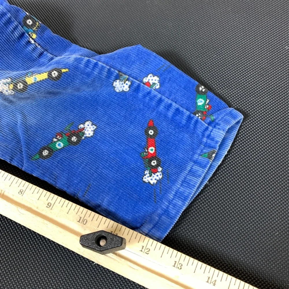 OshKosh B'Gosh Pants Kids 3T Blue Corduroy Race Car Carpenter Vintage‎ USA Made